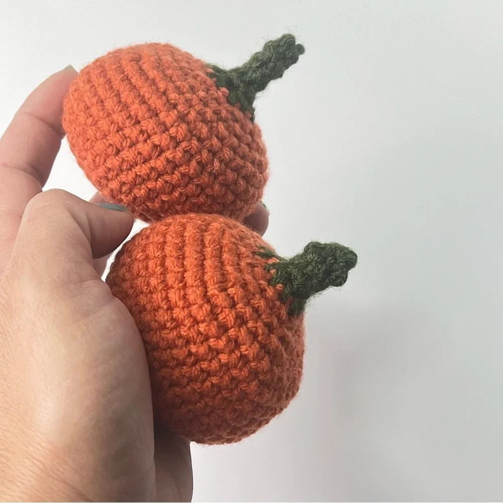 Cat Toy Handmade Crochet Catnip Pumpkin Cat Toys Set of Two